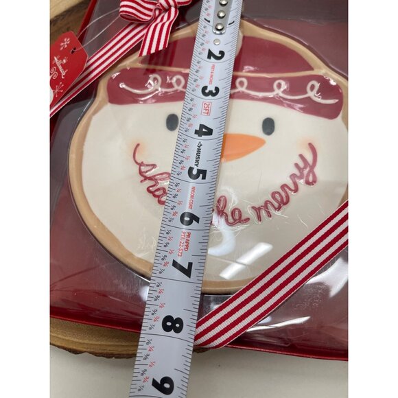 Hallmark Snowman Cookie Plate & Cutter Set - "Share The Merry" Design - NEW! - Picture 5 of 6